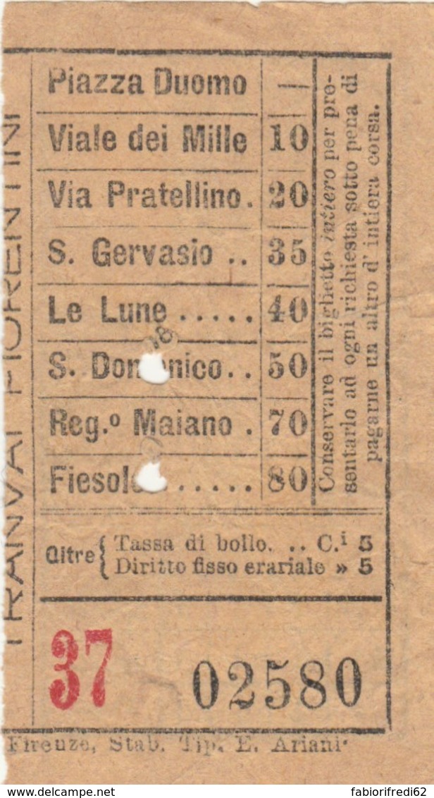 BIGLIETTO TRAMWAYS FIORENTINI (BY507 - Europa