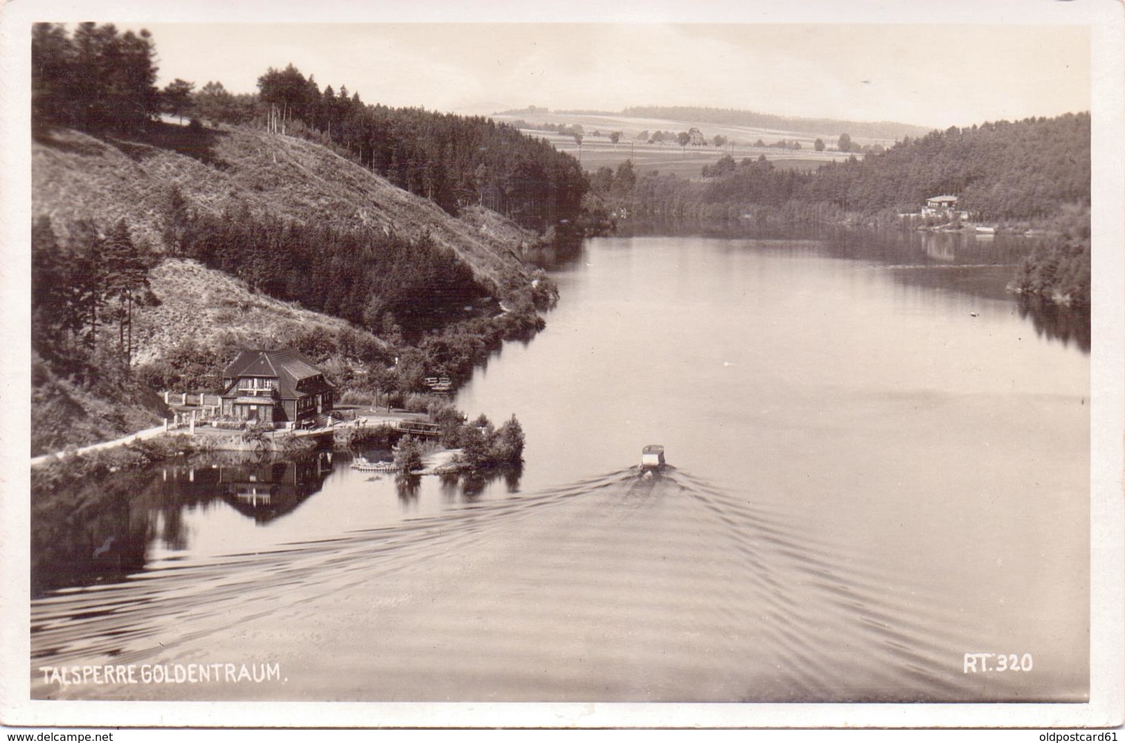 Seltene ALTE  Foto- AK   TALSPERRE GOLDENTRAUM - Jezioro Zlotnicki / Schlesien / Polen  - Teilansicht - 1930 Ca. - Schlesien