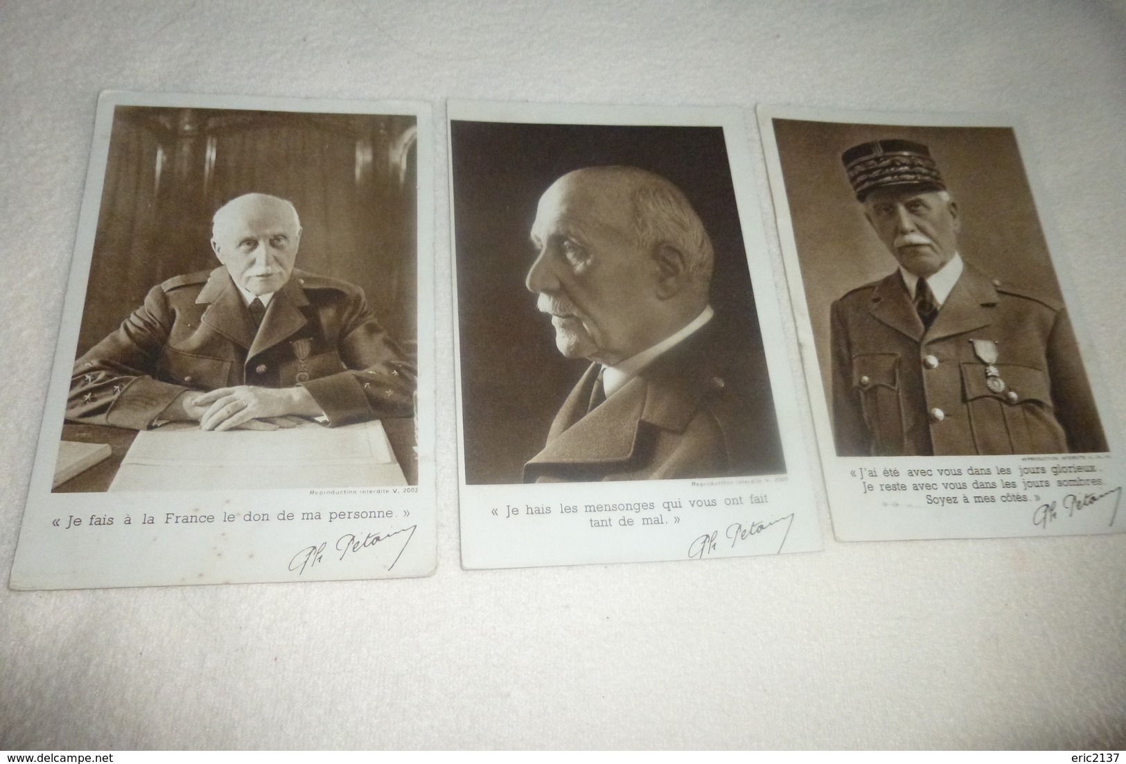 LOT DE 3 CARTES ...MARECHAL PETAIN ... - Hommes Politiques & Militaires