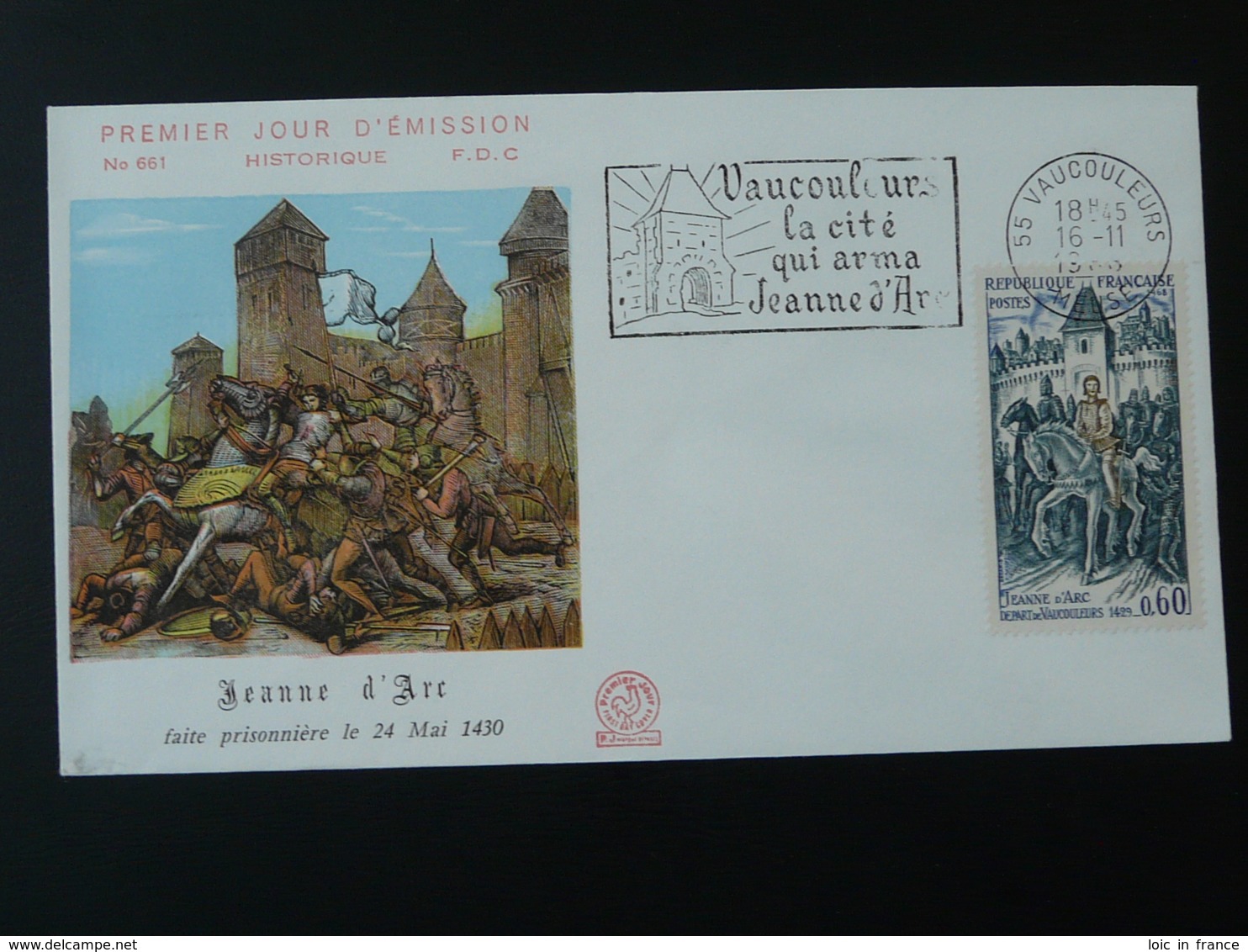 FDC Jeanne D'Arc Medieval Flamme Concordante Vaucouleurs 55 Meuse 1968 - Berühmte Frauen