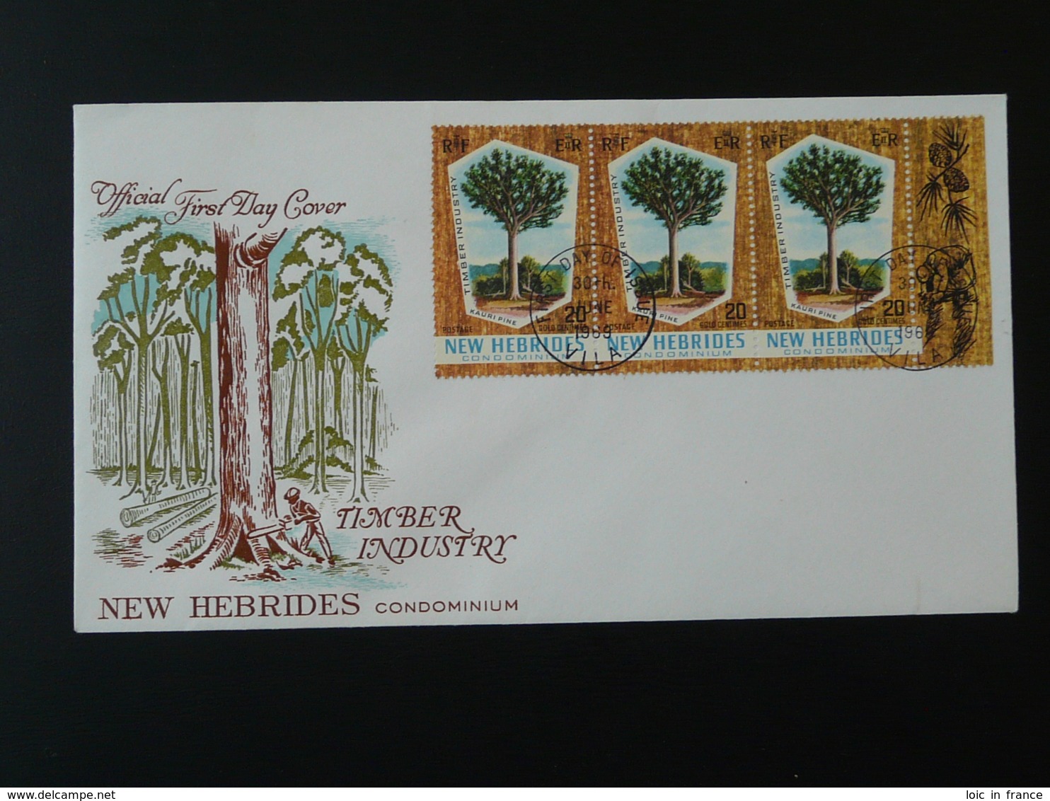 FDC Industrie Du Bois Wood Timber Nouvelles Hebrides GB 1969 - FDC