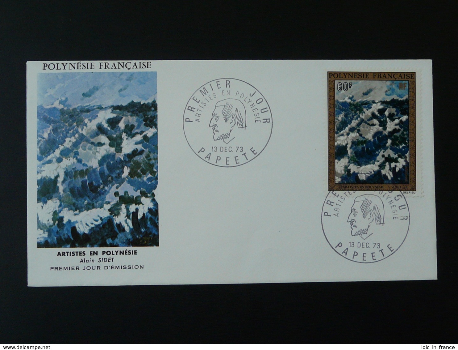 FDC Peinture Painting Alain Sidet Artistes En Polynésie 1973 - FDC