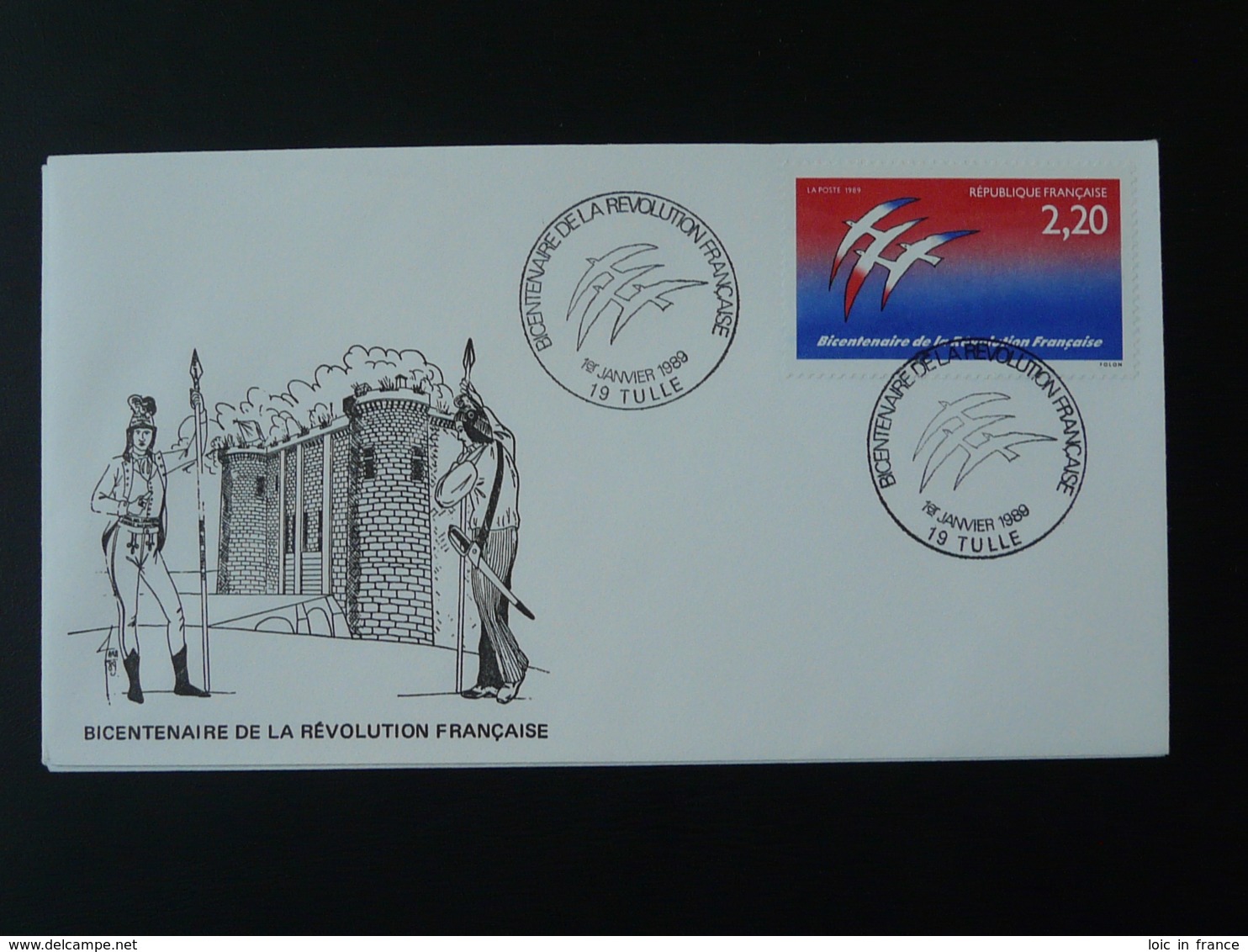 FDC Bicentenaire Revolution Française French Revolution Bastille Folon 19 Tulle Correze 1989 - 1980-1989