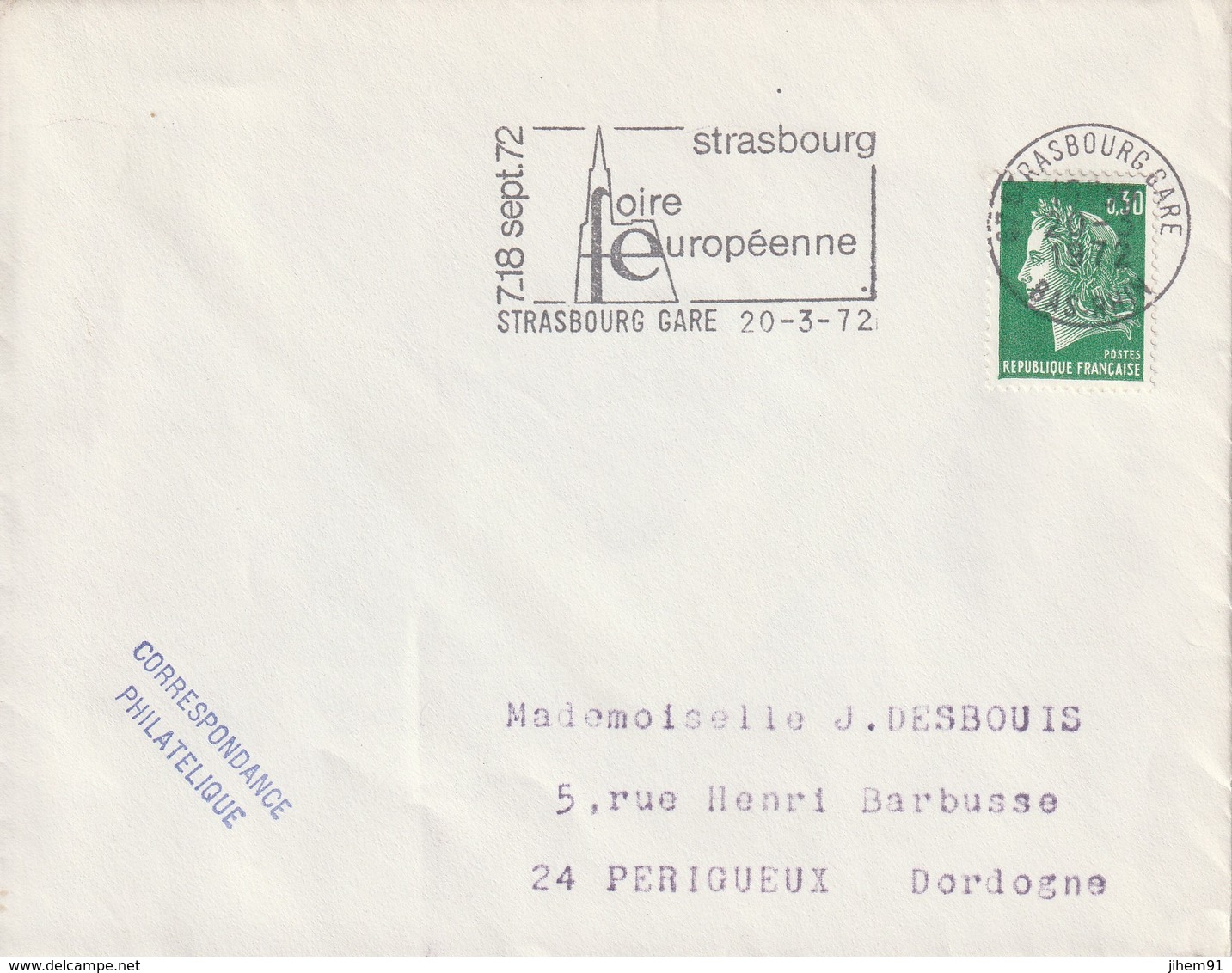 Env. De "Strasbourg Gare - 67, Bas-Rhin" Du 20-03-1972, "Foire Européenne" YT 1611 - Oblitérations Mécaniques (flammes)