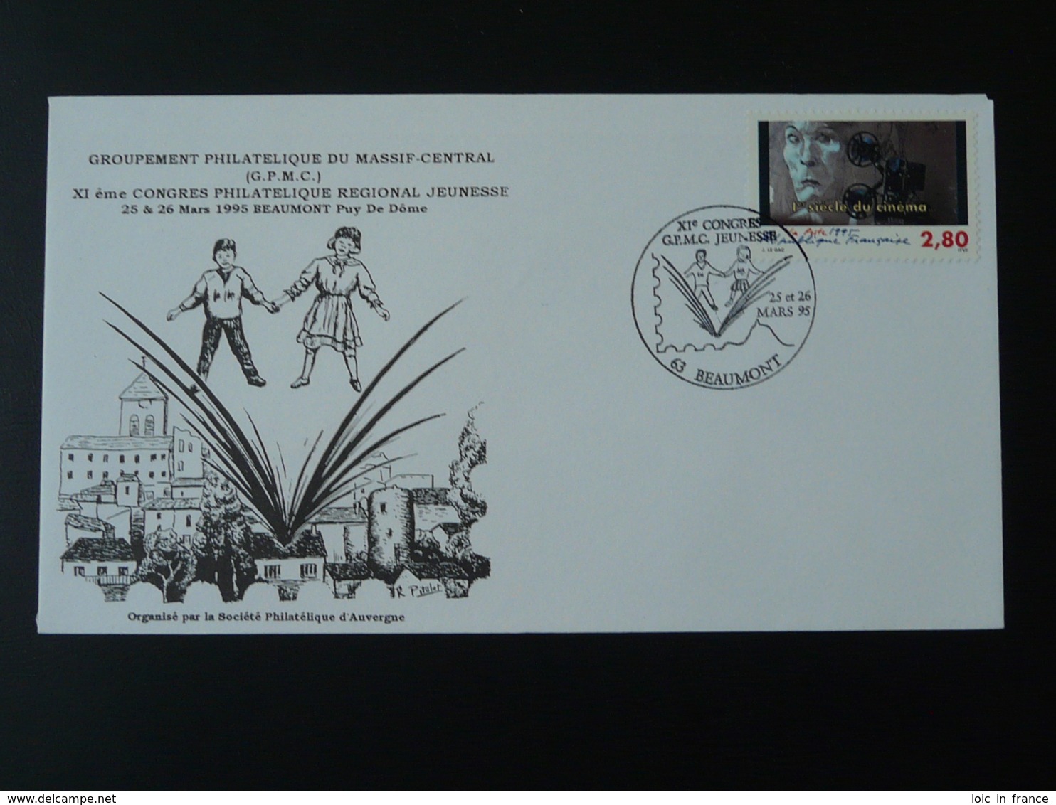 Lettre Cover Congrès Philatélique Jeunesse Beaumont 63 Puy De Dome 1995 - Lettres & Documents