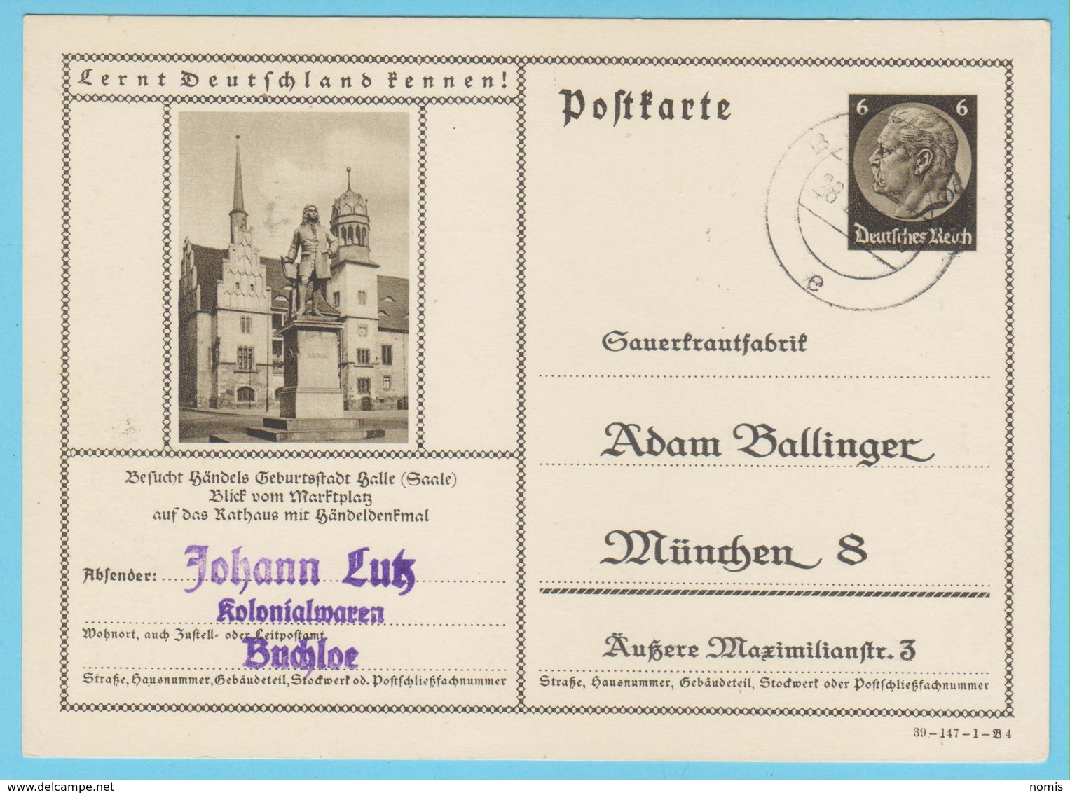 J.M. 33 - "Lernt Deutschland Kennen - N° 11 - Série 3-147-1-B4 - Halle Händeldenkmal Rathaus - Komponisten - Compositeur - Autres & Non Classés