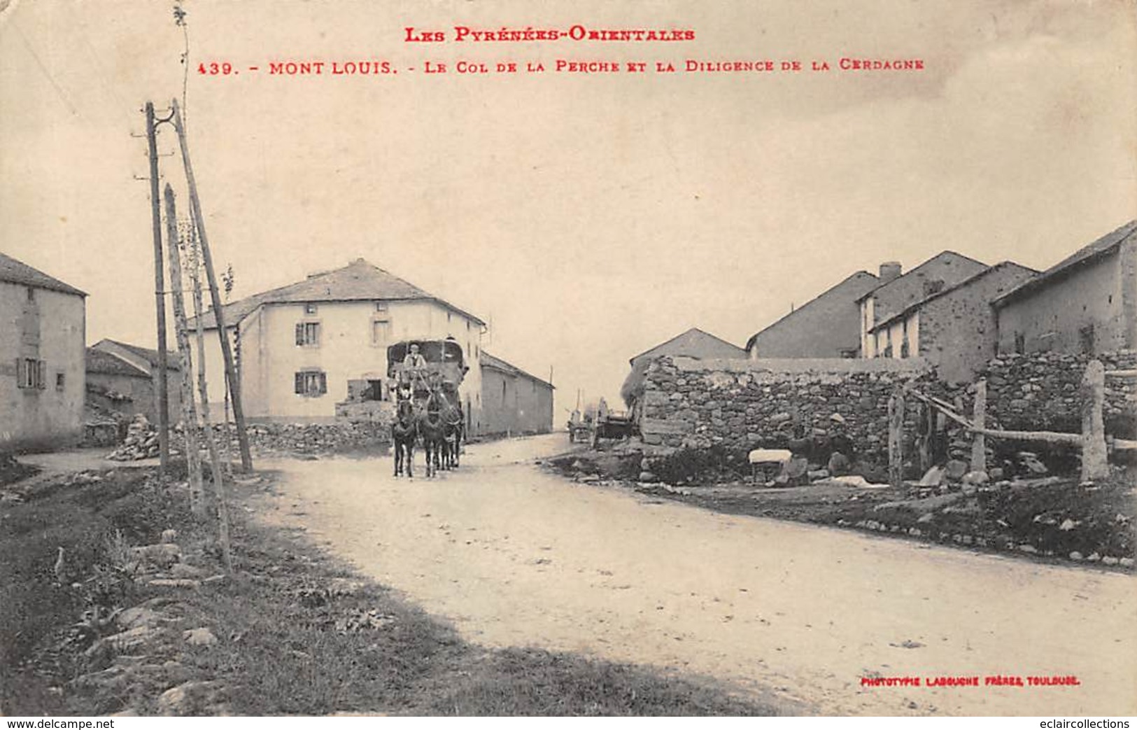 Mont-Louis       66           Le Col De La Perche Et La Diligence De La Cerdagne    En Partie Décollée       (voir Scan) - Autres & Non Classés