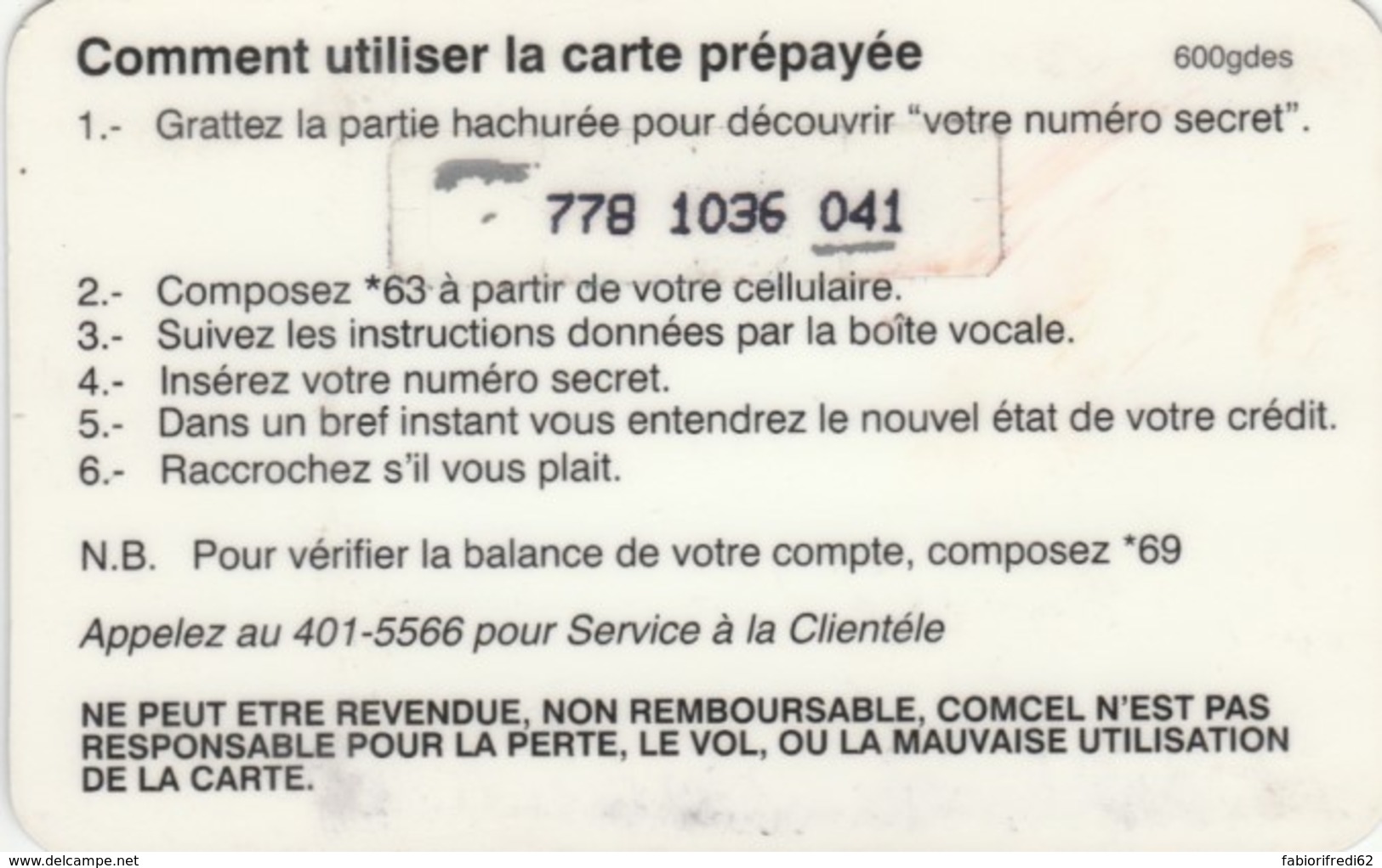 PREPAID PHONE CARD HAITI (PY86 - Haiti