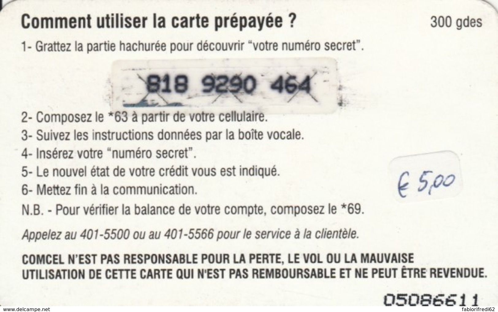 PREPAID PHONE CARD HAITI (PY101 - Haiti