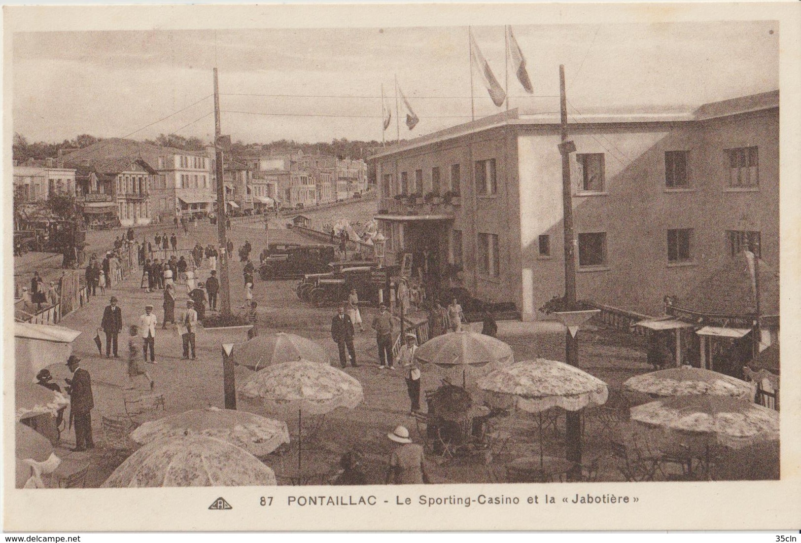 PONTAILLAC - Le Sporting - Casino Et La " Jabotière ". Parasols. Voitures Anciennes. Personnages. - Autres & Non Classés