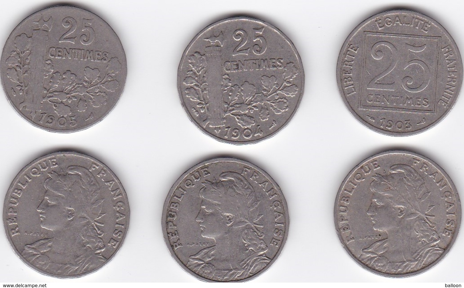 3 Pièces De 25 Centimes - PATEY - 1903 - 1904 - 1905 - Altri & Non Classificati