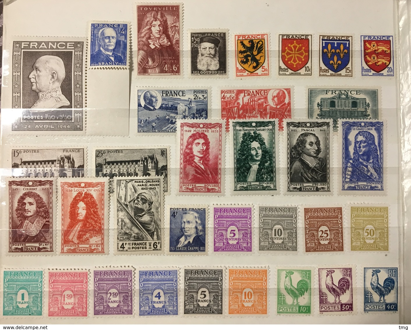 Timbre France Année Complète 1944 YT 599 à 668 - 70 Valeurs Neufs (*) MH (côte 64 Euros) – Lot15a - 1940-1949