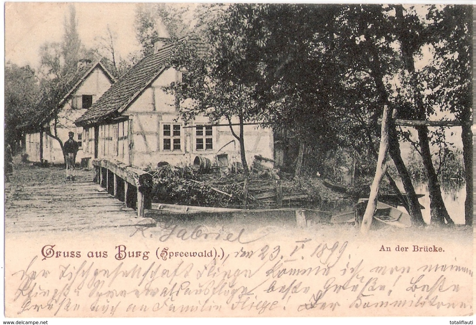 Gruss BURG Spreewald An Der Brücke Belebt Gelaufen 23.5.1899 Ortsstempel LÜBBEN - Burg (Spreewald)