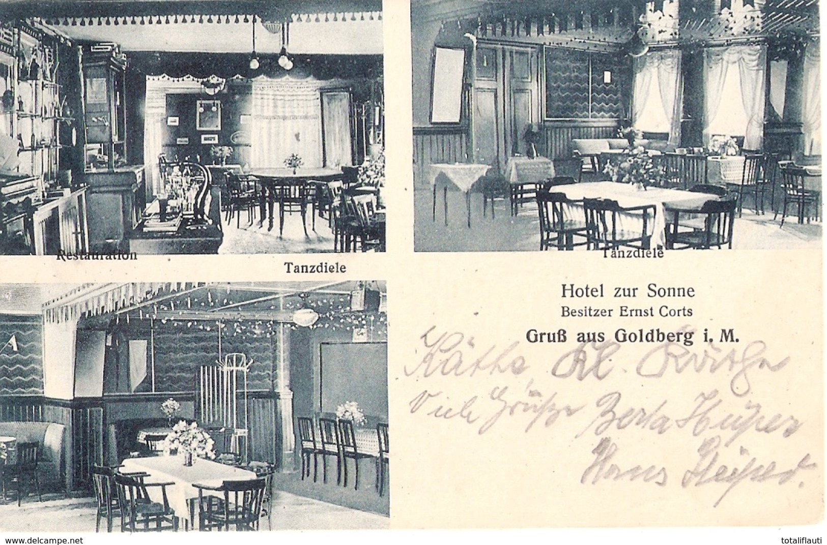 GOLDBERG Mecklenburg Hotel Zur Sonne Grünlich Bes Ernst Corts 12.9.1923 TOP-Erhaltung - Goldberg