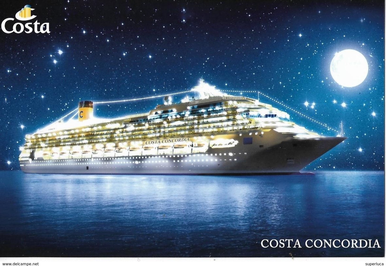 7-COSTA CONCORDIA-ILLUMINATA DI NOTTE-FOTO - Dampfer