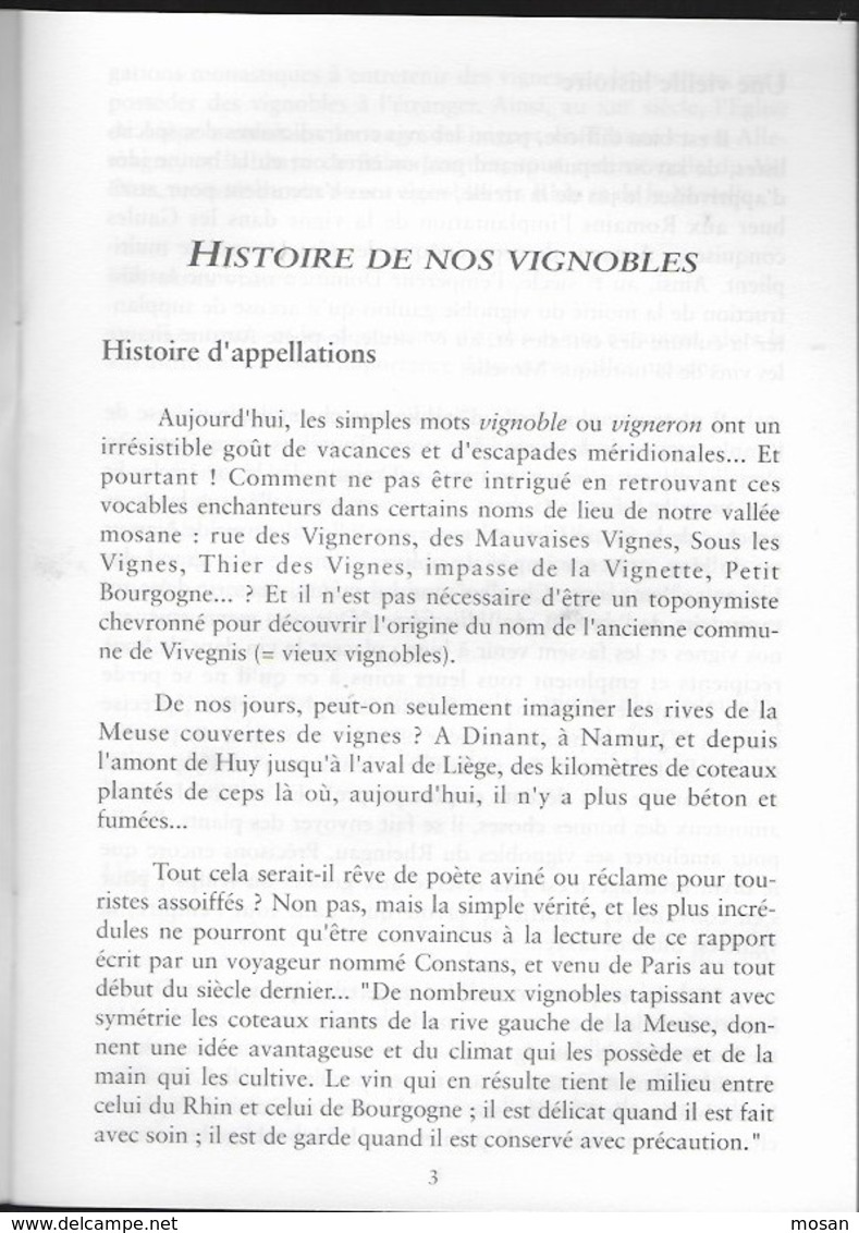 Vins Et Vignobles En Val Mosan. Petite Histoire Du Vin Dans La Principauté De Liège. - Belgique