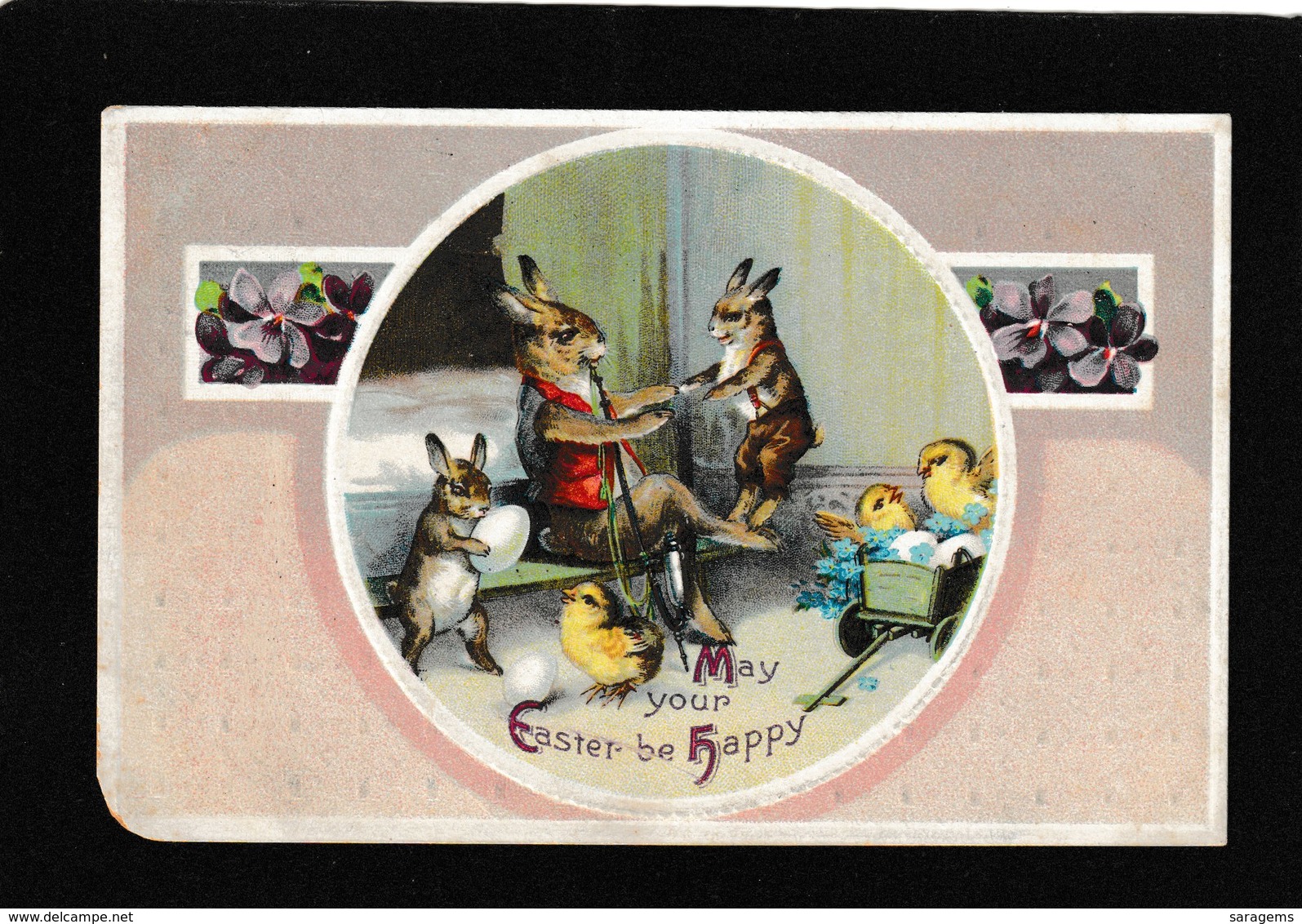 Ellen Clapsaddle - 3 Dressed Bunnies 1911 - Antique Easter Postcard - Clapsaddle