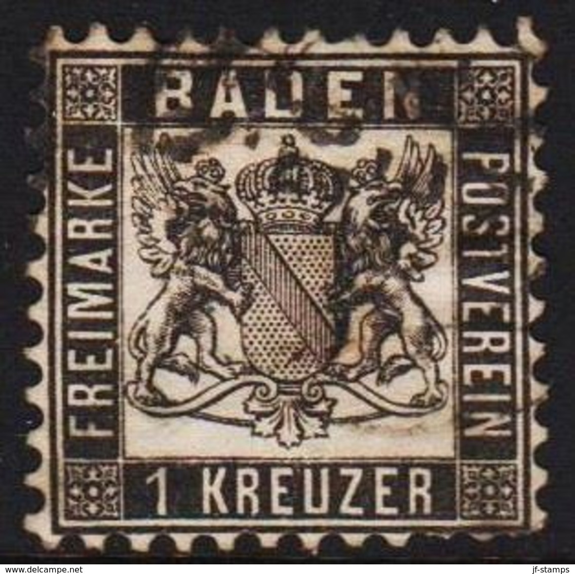 1862. BADEN. Wappen (Hintergrund Weiss.) 1 KREUZER 10x10  () - JF319699 - Oblitérés