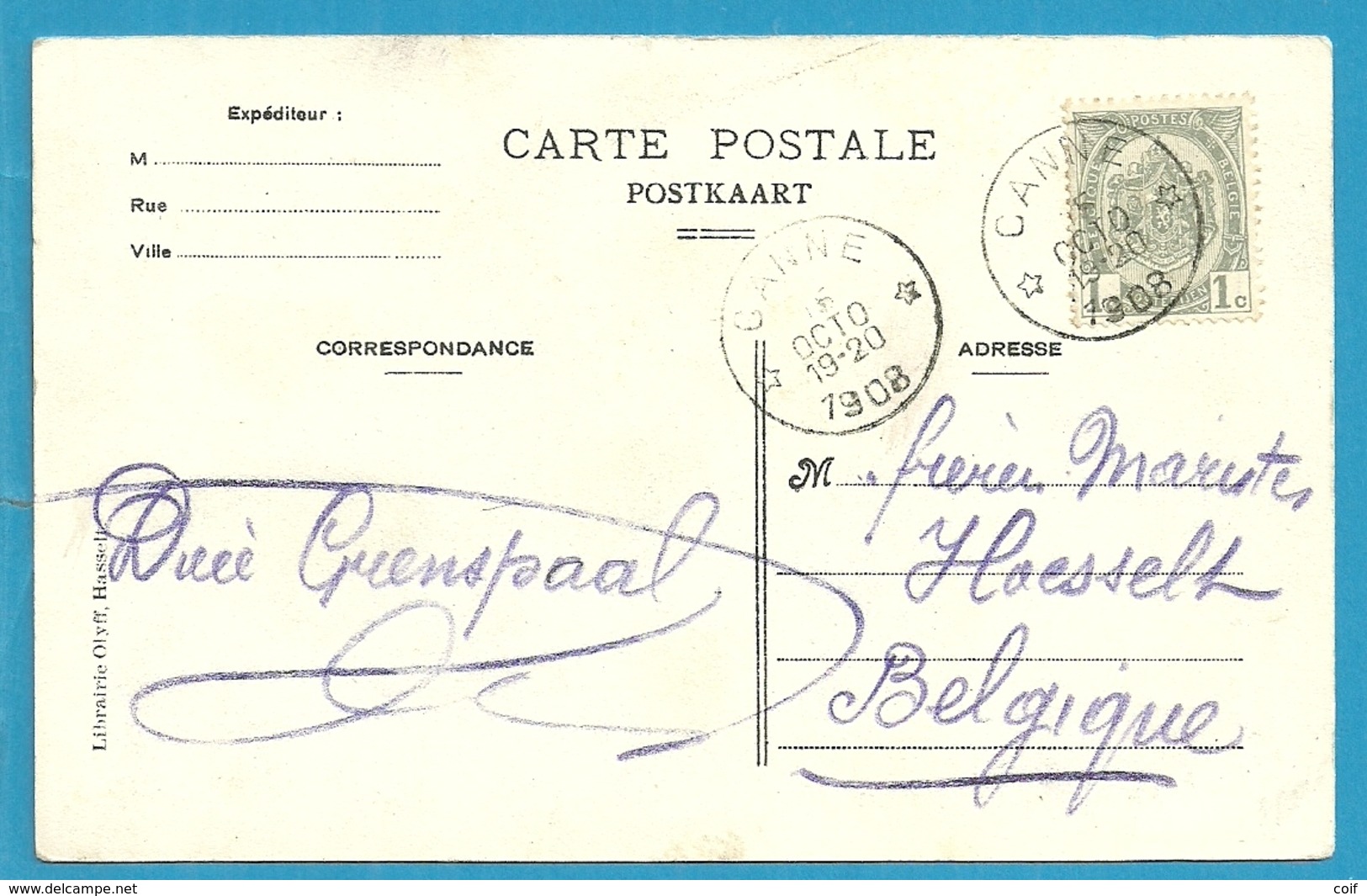 81 Op Kaart "Paysage Des Bords Du Geer" Met Sterstempel (Relais) * CANNE * - 1893-1907 Wappen