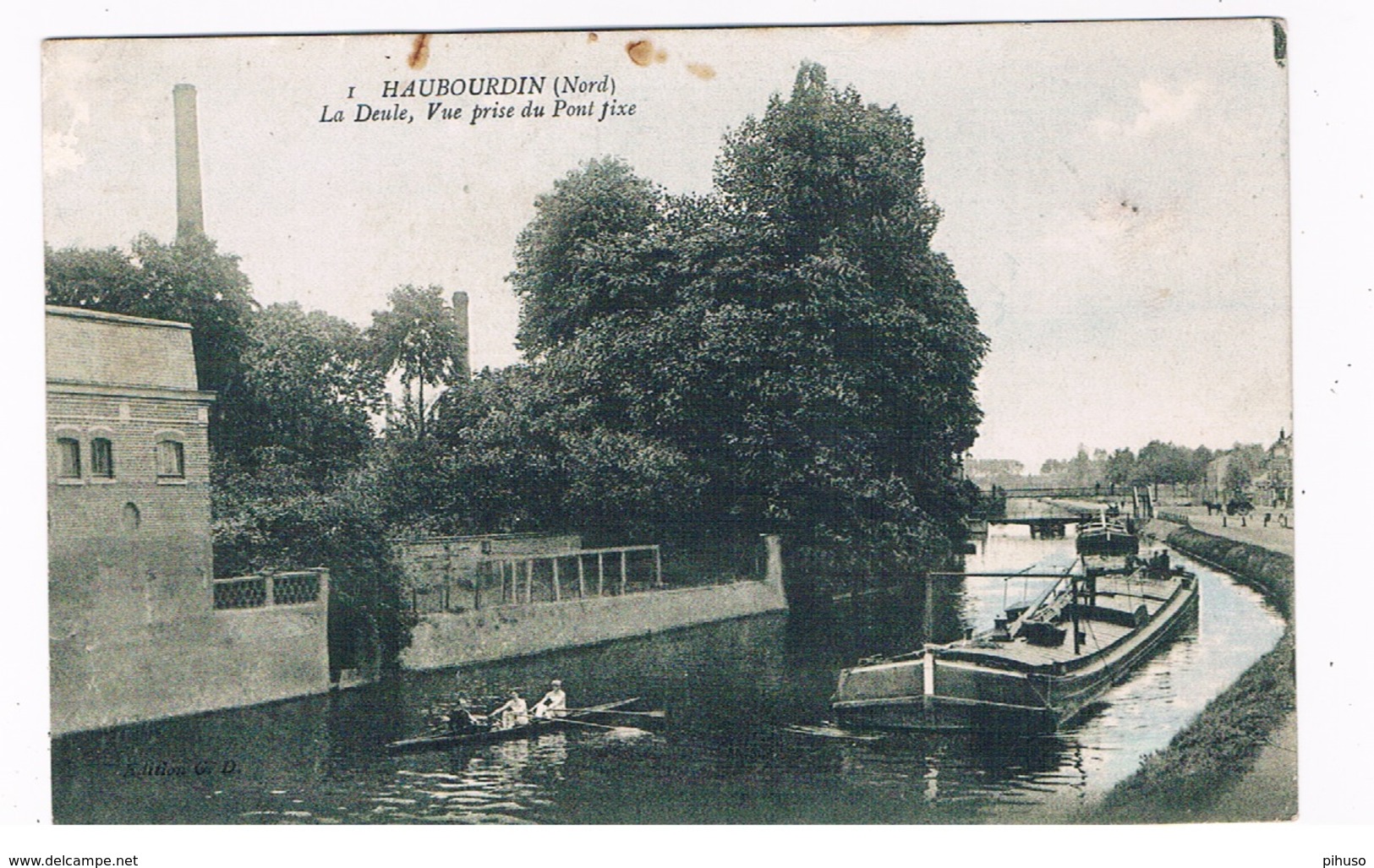 FR-4064  HAUBOURDIN : La Deule,Vue Prise Du Pont Fixe ( Bateau, Schip )( Kano ) - Haubourdin