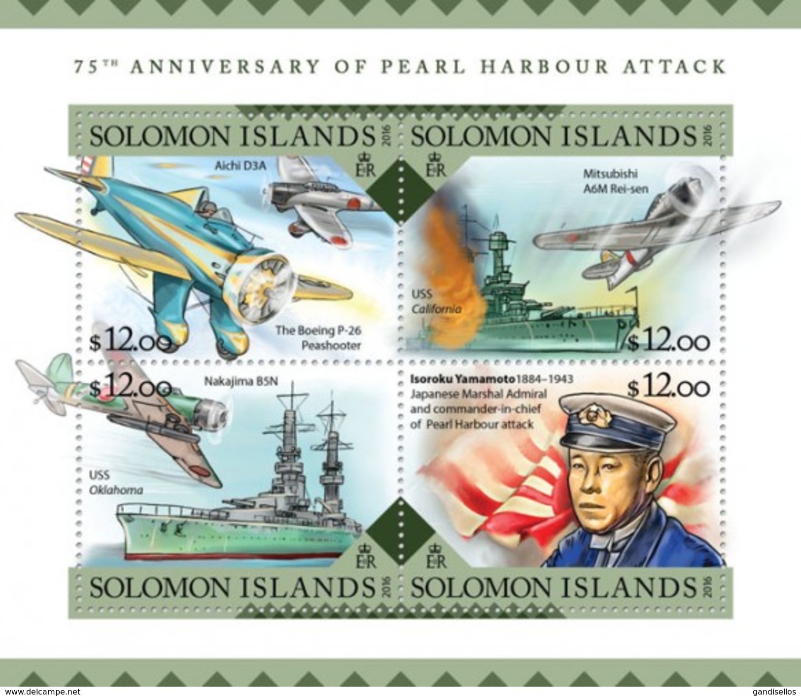 SOLOMON ISLANDS 2016 SHEET PEARL HARBOR SECOND WORLD WAR SECONDE GUERRE MONDIALE WWII Slm16215a - Solomoneilanden (1978-...)