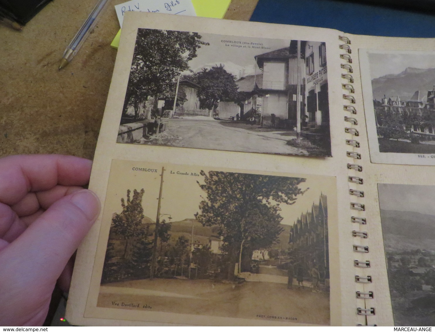 COMBLOUX et divers cartes dans un cahier collées par un coté NOMBREUSES PHOTOS