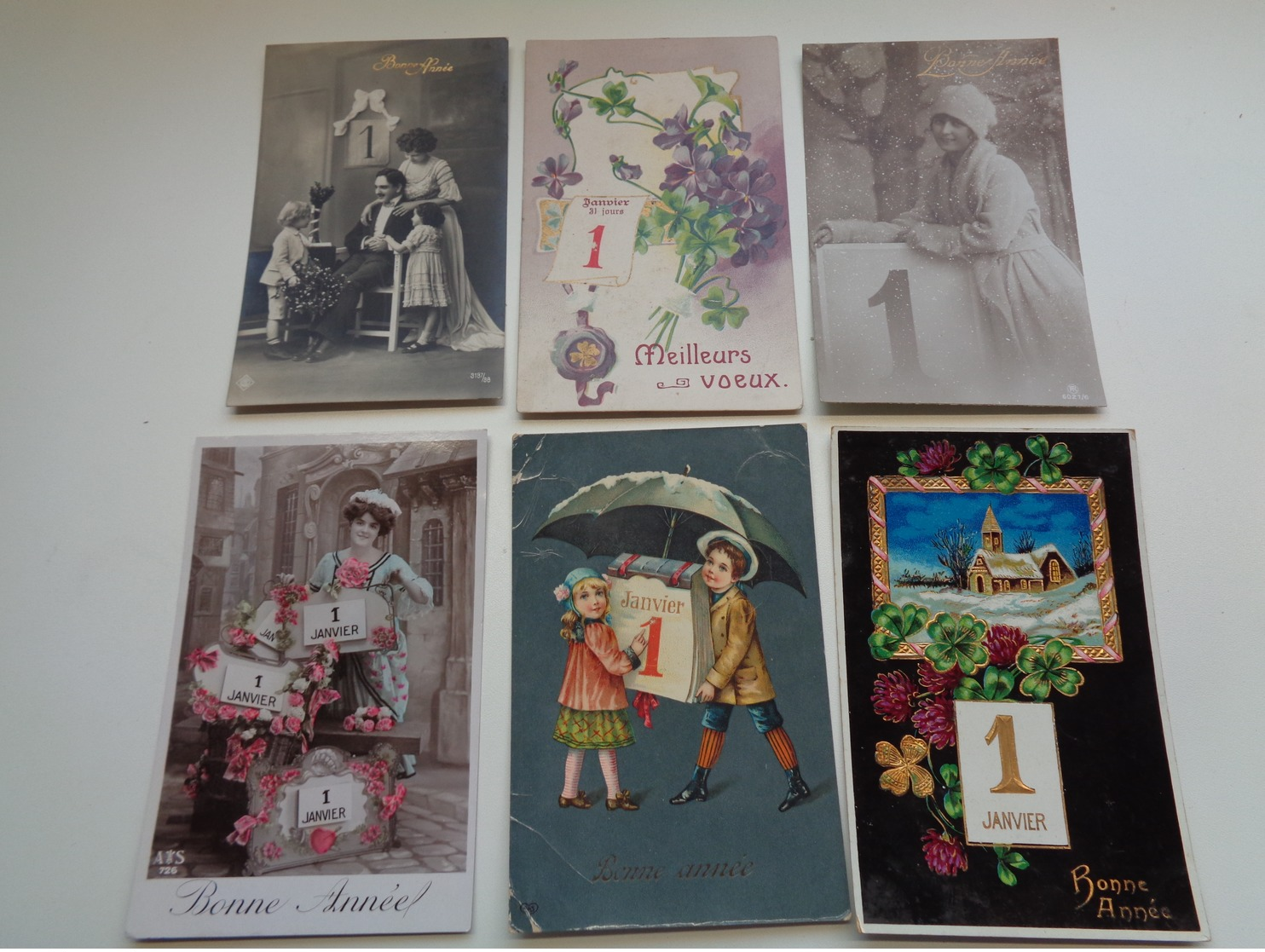 Beau Lot  60 Cartes Postales De Fantaisie Chiffre 1 Janvier Bonne Année     Mooi Lot 60 Postk. Fantasie Cijfer Nieuwjaar - 5 - 99 Karten