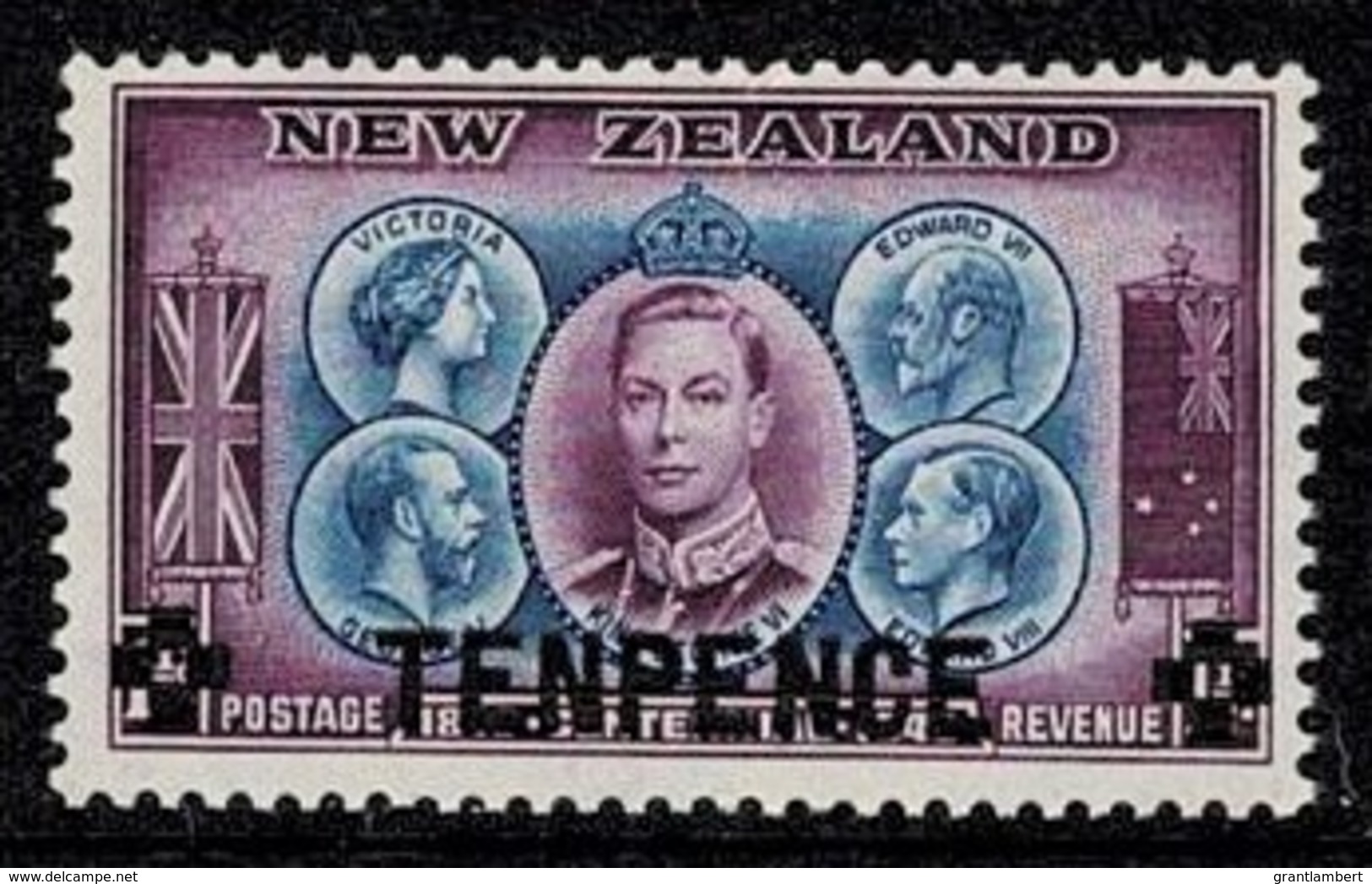 New Zealand 1944 Centennial TENPENCE Overprint On 1 1/2d MNH - Neufs