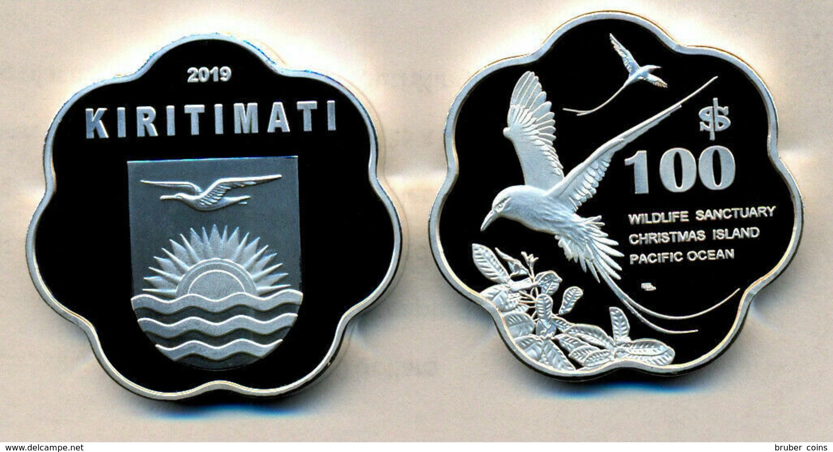 KIRITIMATI KIRIBATI 100 DOLLARS 2019 WILDLIFE BIRD VAWY SHAPE PROOF NON UFFICIALE - Kiribati