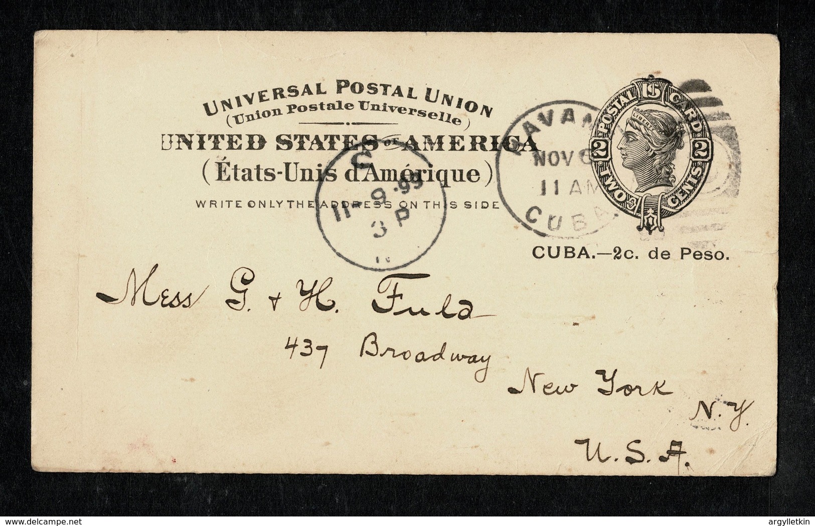 CUBAN Stationery 1899 New York U.S.A - Brieven En Documenten