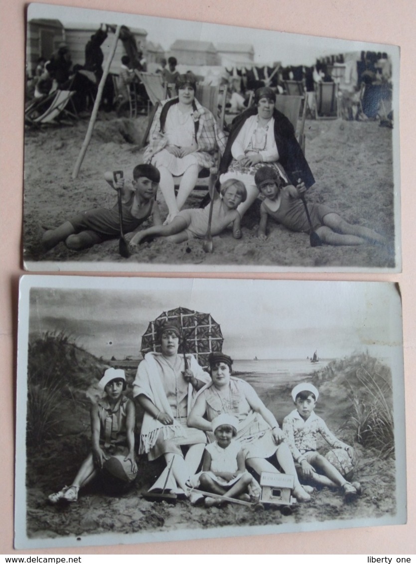 Aan Het ZEETJE / De Kust / La Mer > 2 X Familiefoto's BELGISCHE KUST ( Anno 1927 & 1929 > Zie Foto's ) ! - Lieux