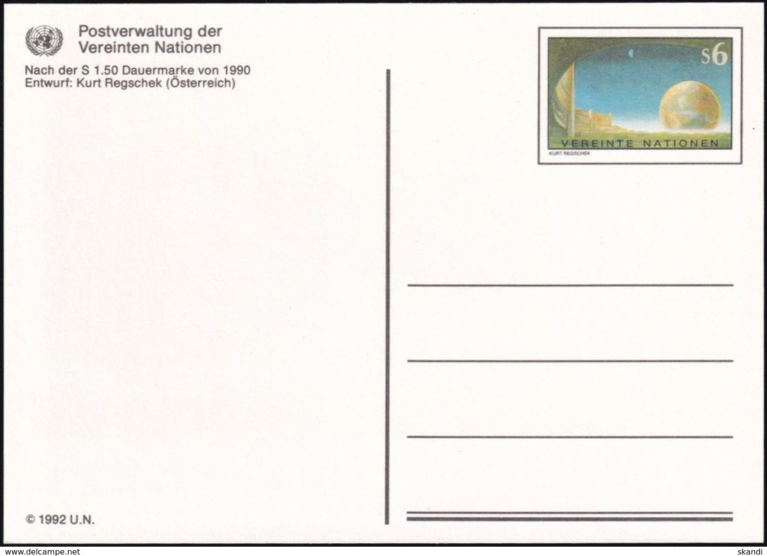 UNO WIEN 1992 Mi-Nr. P 5 Postkarte Ganzsache Ungelaufen - Brieven En Documenten