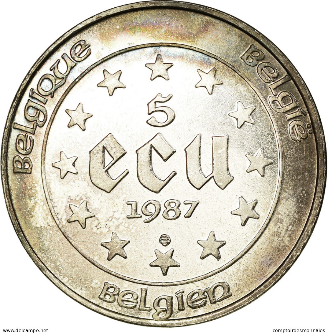 Monnaie, Belgique, 5 Ecu, 1987, SUP+, Argent, KM:166 - Ecus