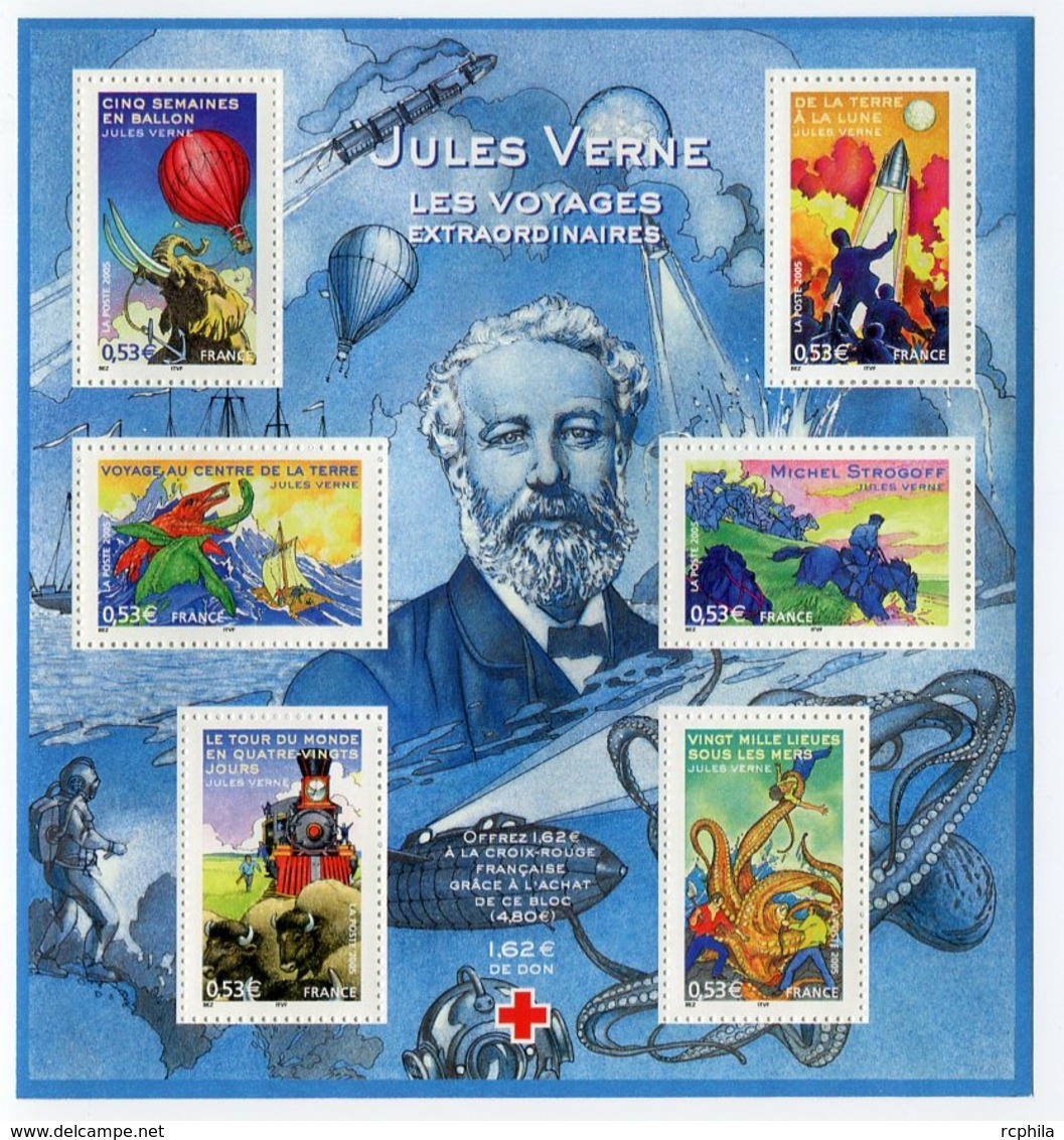 RC 12002 FRANCE BF N° 85 JULES VERNE LES VOYAGES EXTRAORDINAIRES BLOC FEUILLET NEUF ** A LA FACIALE - Mint/Hinged