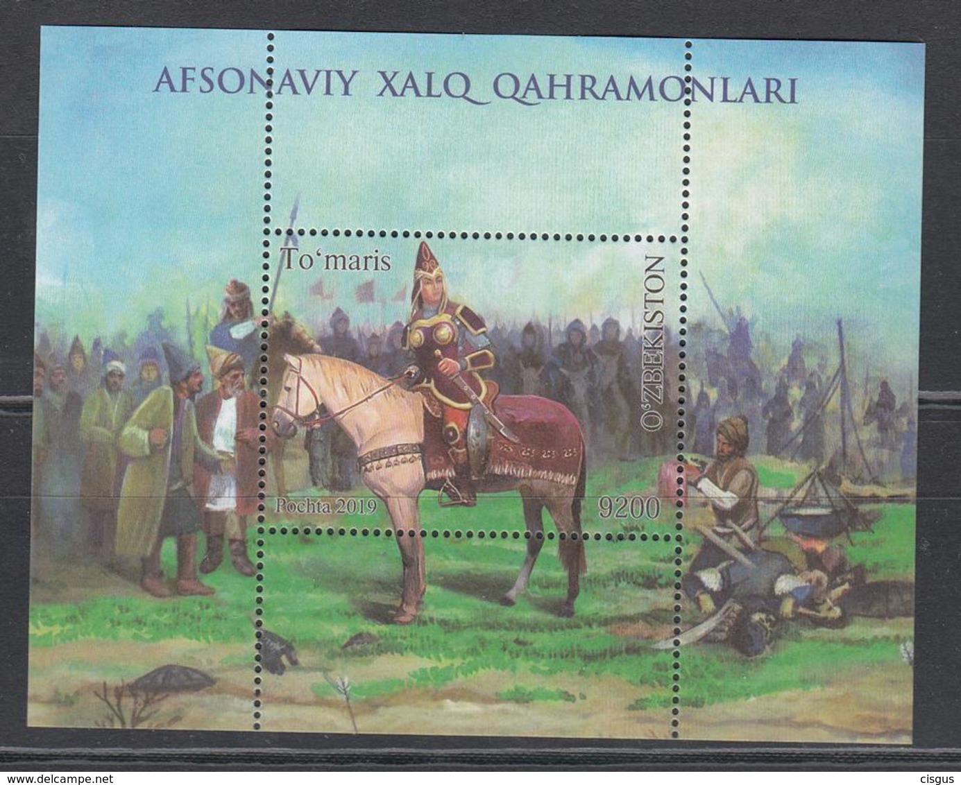 Uz 1403 Bl. 102 Uzbekistan Usbekistan 2019 Queen Tomyris On Horse - Uzbekistán