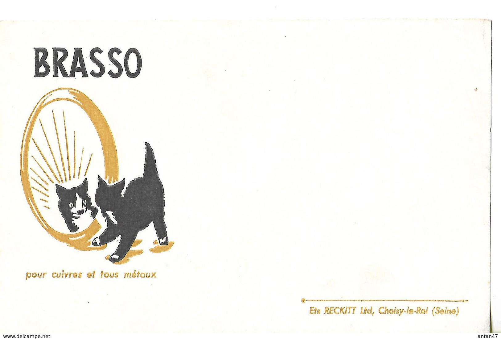 Buvard / 94 CHOISY-LE-ROI / Etab RECKITT Produits Entretien BRASSO / Chat Noir - Animali