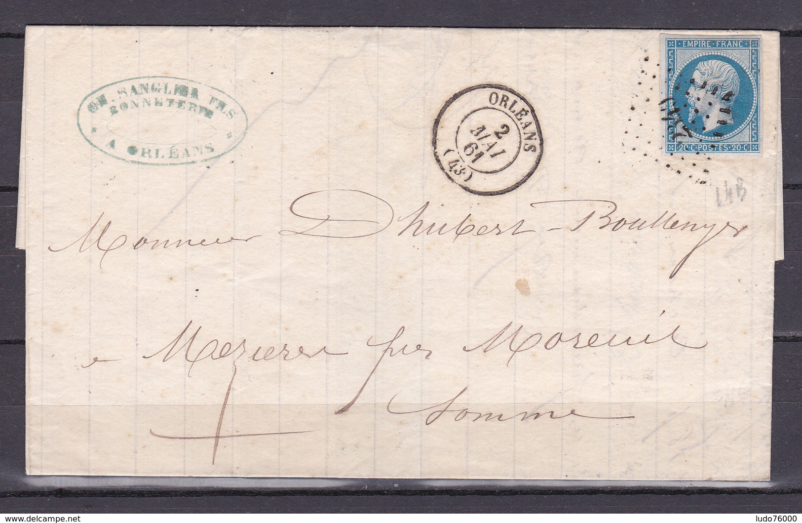 D111/ NAPOLEON N° 14 SUR LETTRE - 1853-1860 Napoleone III