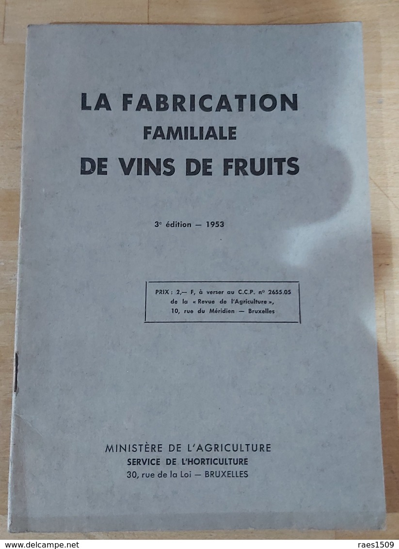Ancien Livre La Fabrication Familiale De Vins De Fruits 1953 - Gastronomie