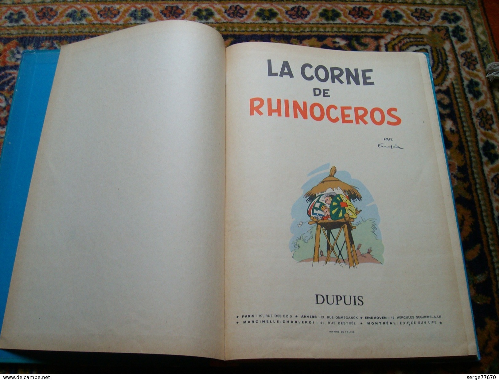 Spirou et Fantasio Franquin la corne de rhinocéros 1955 turbot-rhino édition originale française eo Dupuis