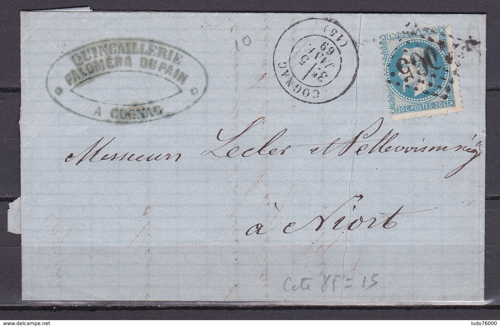 D111/ NAPOLEON N° 29 SUR LETTRE - 1863-1870 Napoleone III Con Gli Allori