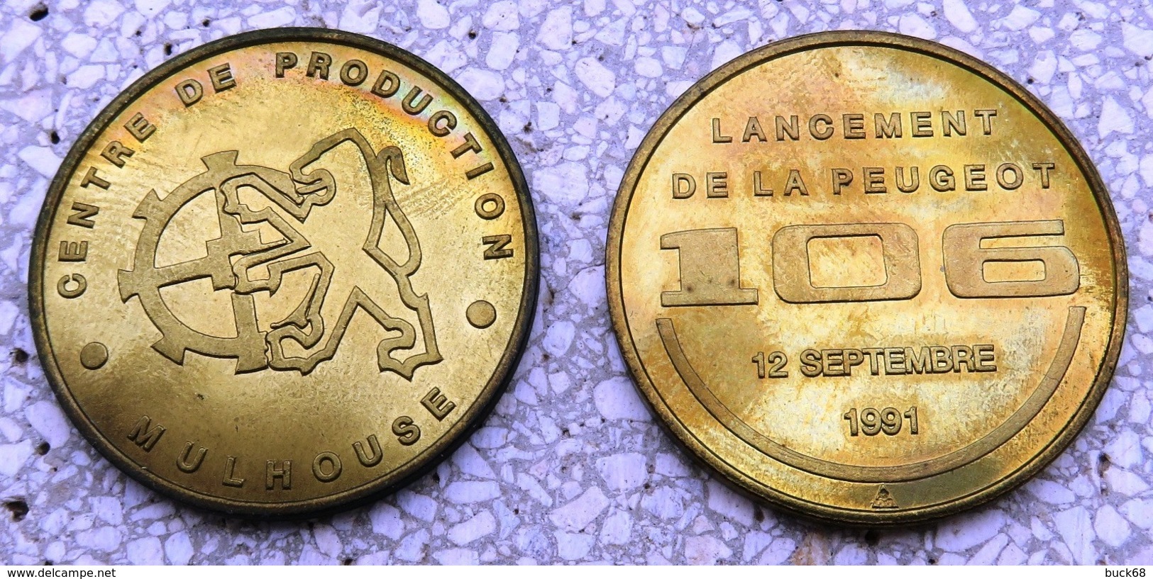 FRANCE Monnaie Médaille Section Numismatique A.C.S. PEUGEOT Mulhouse : Lancement Peugeot 106 Du 12 Septembre 1991 [GR] - Professionnels / De Société