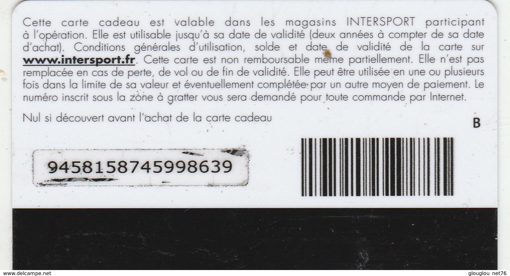 CARTE CADEAU  INTERSPORT..  ANA IVANOVIC. - Cartes De Fidélité Et Cadeau