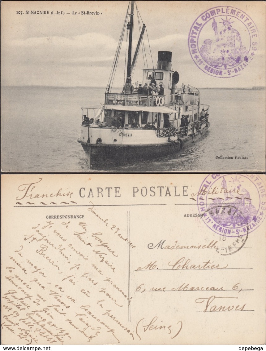 France - Saint-Nazaire (l'inf.) - Arrivée Du Bateau De St Brevin. Hôpital Complémentaire D'Armée N° 11. St. Nazaire 1916 - Saint-Brevin-l'Océan