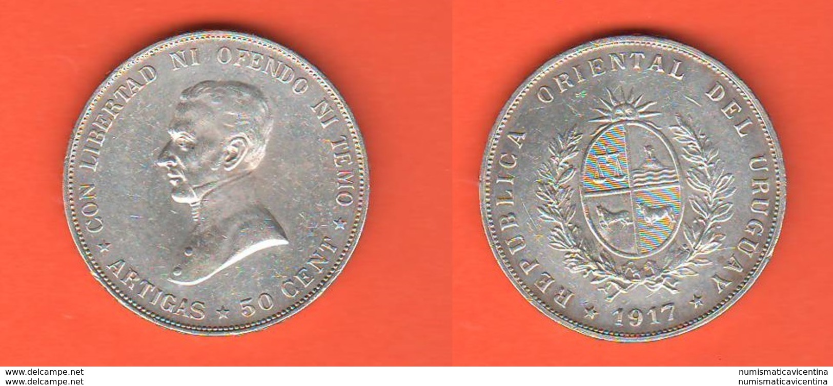 Uruguay 50 Centimos 1917 Artigas - Uruguay