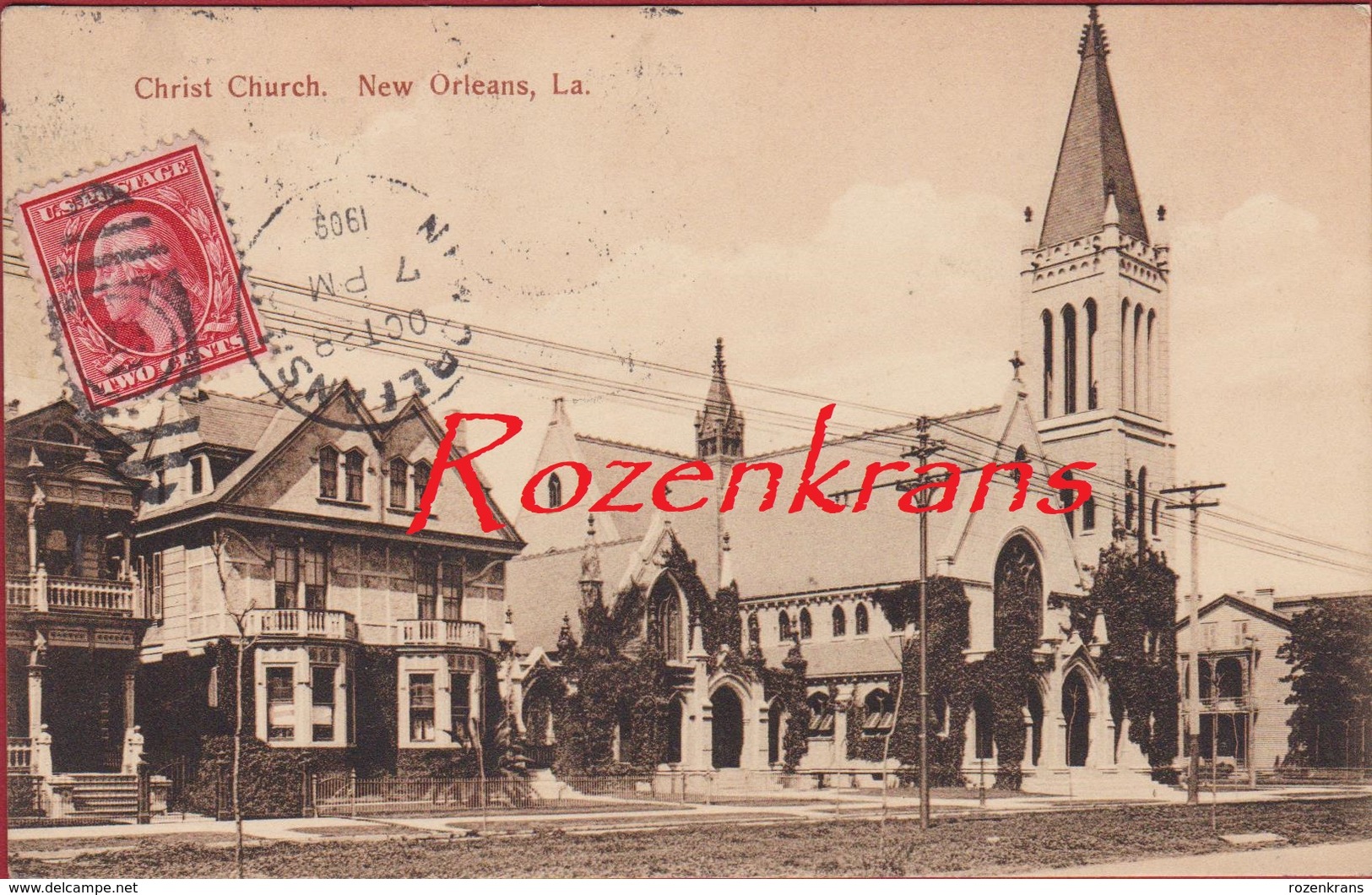 Louisiana New Orleans FChrist Church RARE Old Postcard United States 1909 (In Very Good Condition) - New Orleans