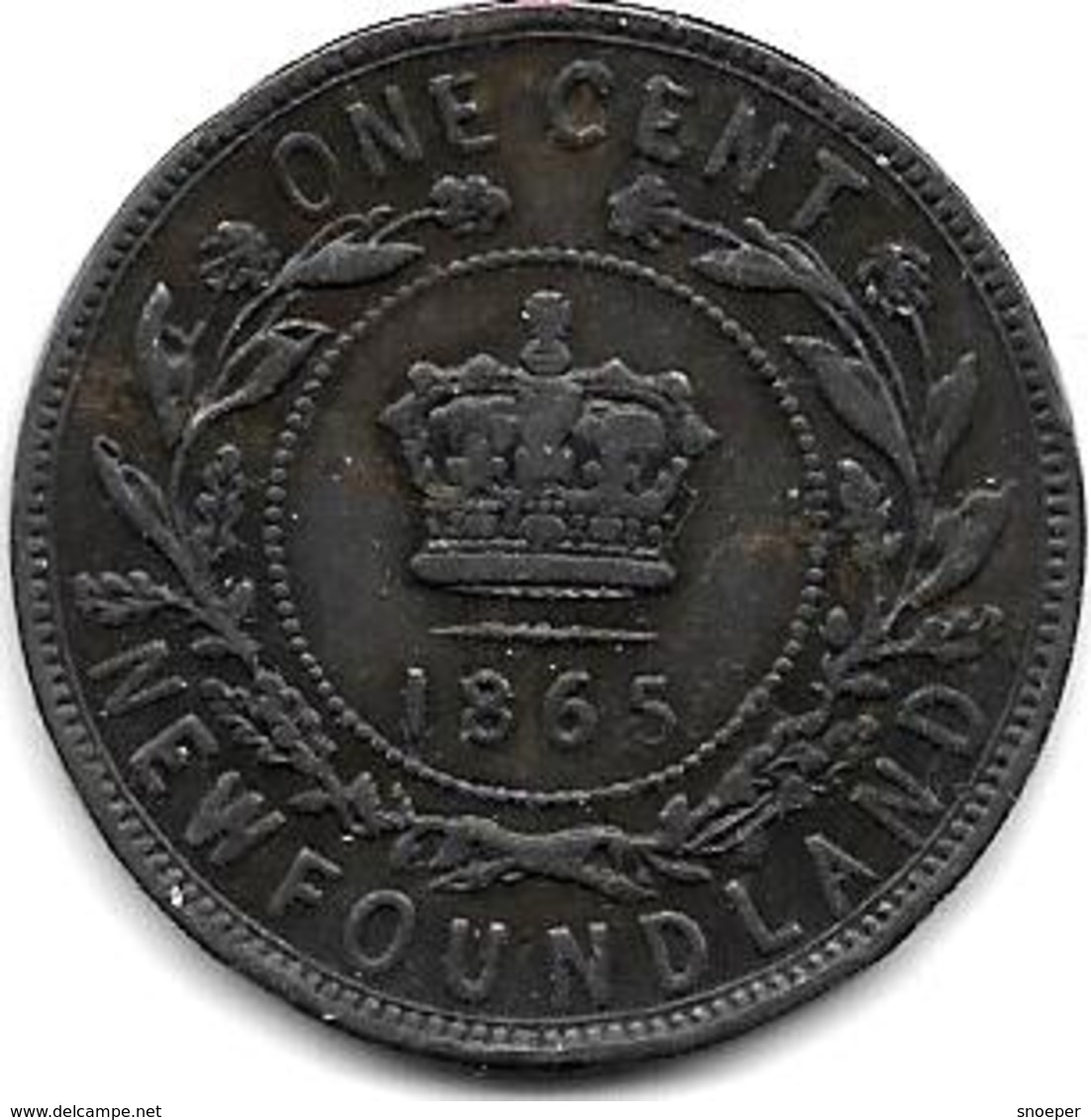 *New Foundland 1 Large  Cent 1865  Km 1  Vf - Canada