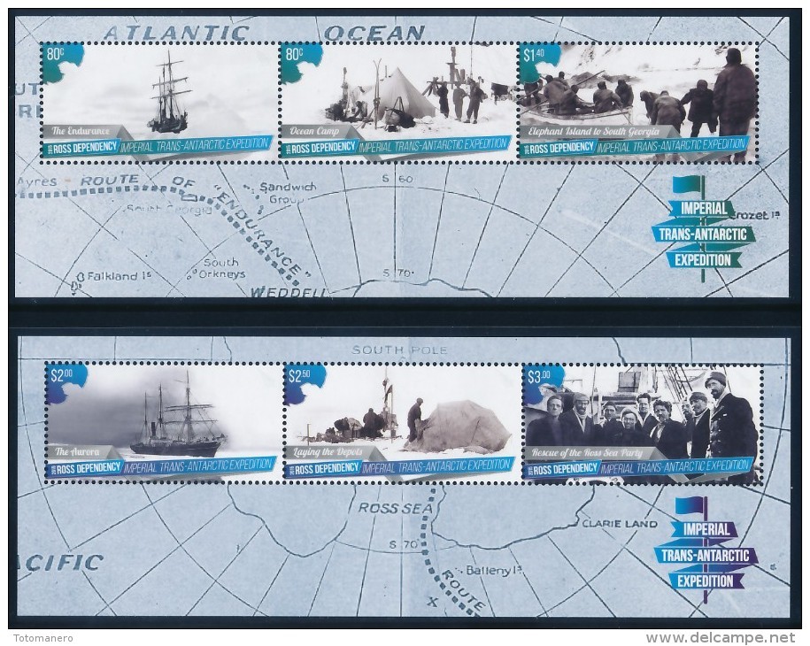 ROSS DEPENDENCY 2015 - Imperial Trans-Antarctic Expedition, 2 Minisheets** - Unused Stamps