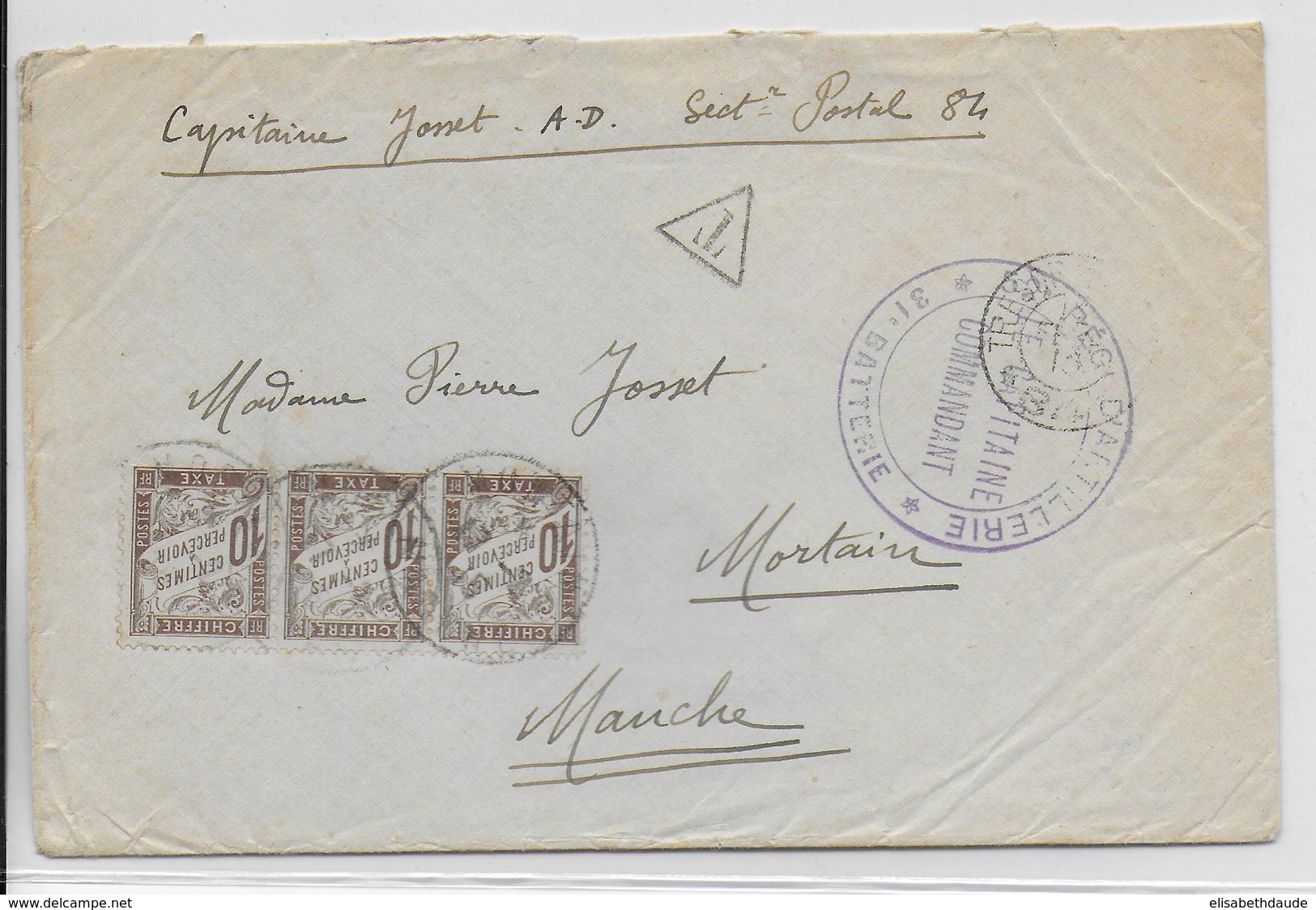 1915 - ENVELOPPE FM (NON ECRIT) REFUSEE !! => TAXE Du SP 84 => MORTAIN (MANCHE) - Guerre De 1914-18