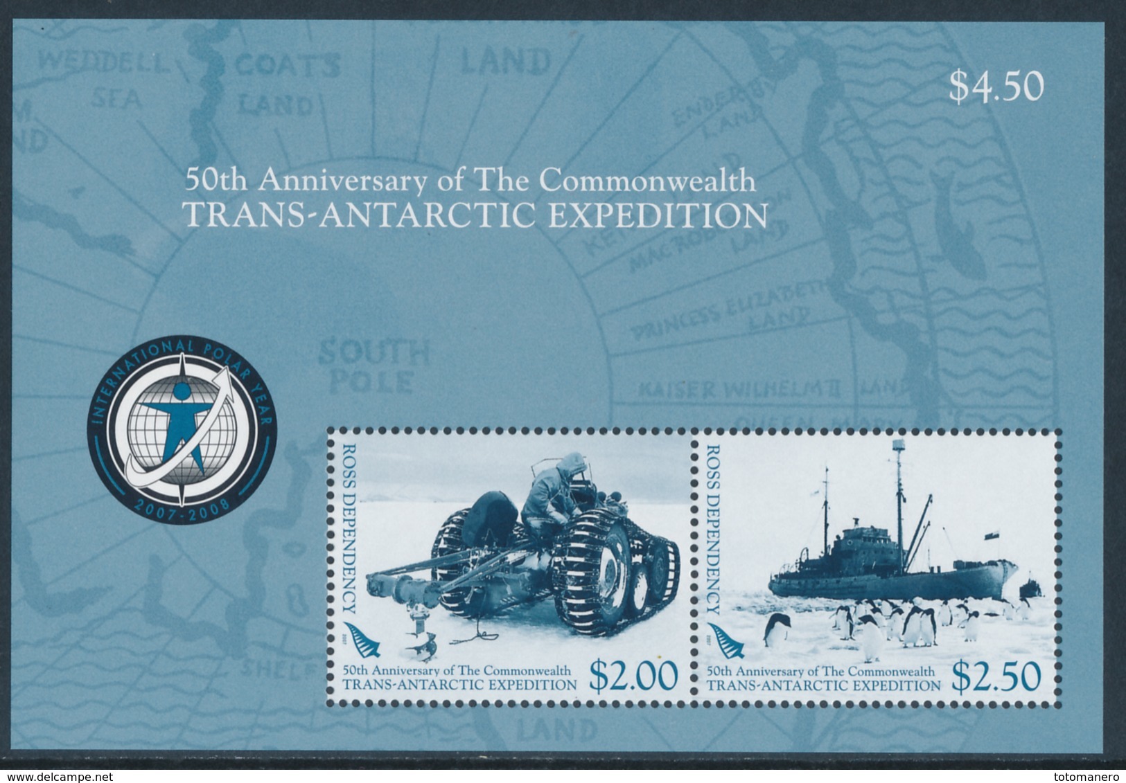 ROSS DEPENDENCY 2007/2008 IPY International Polar Year, 50°Anniv. Commonwealth Trans-Antarctic Expedition S/S** - Unused Stamps
