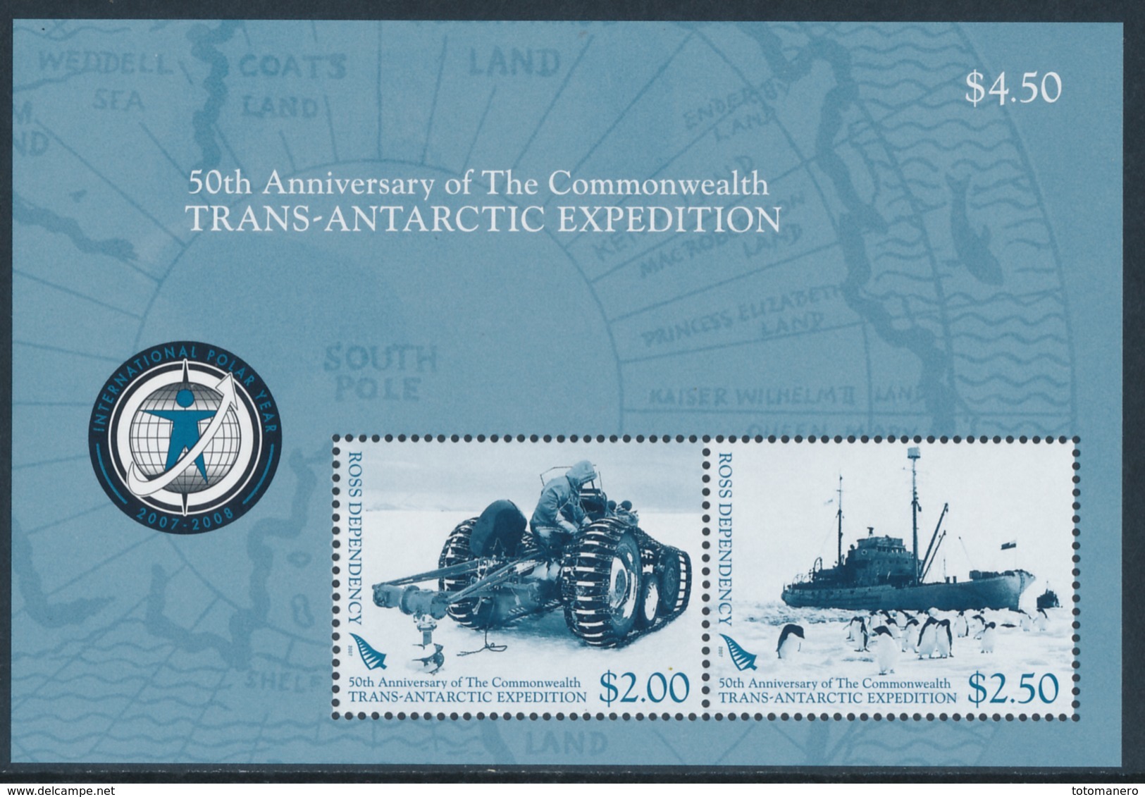 ROSS DEPENDENCY 2007/2008 IPY International Polar Year, 50°Anniv. Commonwealth Trans-Antarctic Expedition S/S** - Nuovi